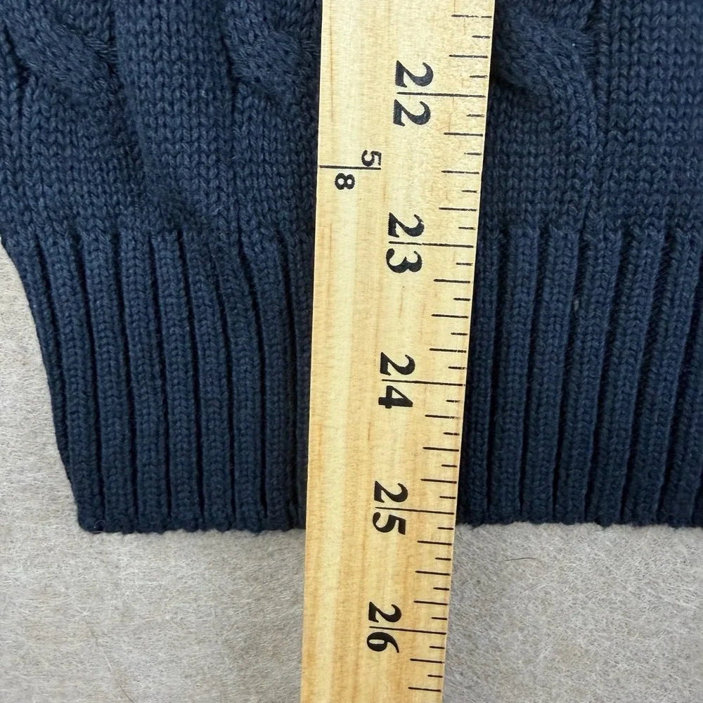 Polo Ralph Lauren‎ Sweater Mens M Custom Slim Fit Dark Blue Cable Knit 1/4 Zip